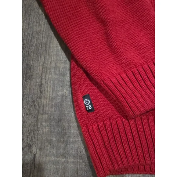 Chaps VTG Mens 2XL Sweater 1/4 Zip Red Moose Print Pullover Outdoors Cabin - Picture 8 of 10